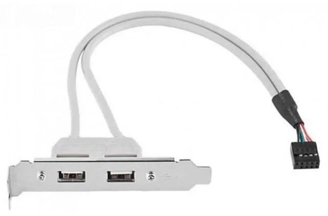 Main image of 9Pin Motherboard Header 1 to 2 USB 2.0 Cable, 40cm Internal Splitter Cord with 80mm PCI Bracket, Dual USB 2.0 Port Multiplier Panel for Desktop PC