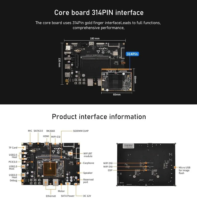 Alt view image 4 of 7 - TB-RK3568X Development Board with SATA 3.0 HDMI-2.0 EDV MIPI EDV Supports Android Linux Starter Kit for Industry, Business, Training