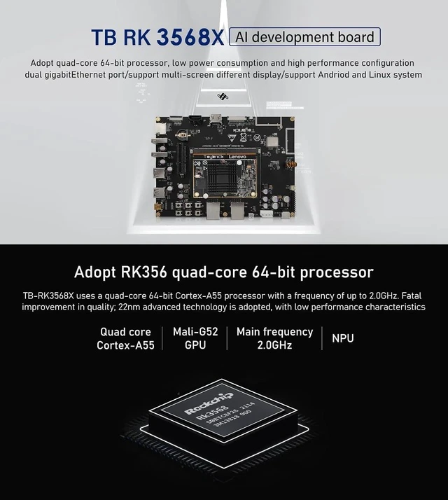 Alt view image 3 of 7 - TB-RK3568X Development Board with SATA 3.0 HDMI-2.0 EDV MIPI EDV Supports Android Linux Starter Kit for Industry, Business, Training