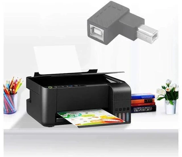 Alt view image 3 of 5 - 2 Pack 90 Degree Right Angle USB 2.0 Type-B Male to Female Printer Adapter, 480Mbps Plug & Play Connector for PC and Printers