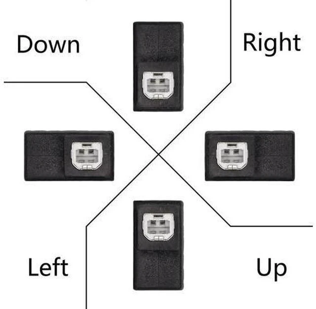 Alt view image 4 of 5 - 2 Pack 90 Degree Right Angle USB 2.0 Type-B Male to Female Printer Adapter, 480Mbps Plug & Play Connector for PC and Printers