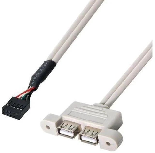 Alt view image 2 of 6 - 9Pin Motherboard Header 1 to 2 USB 2.0 Cable, 40cm Internal Splitter Cord with 80mm PCI Bracket, Dual USB 2.0 Port Multiplier Panel for Desktop PC