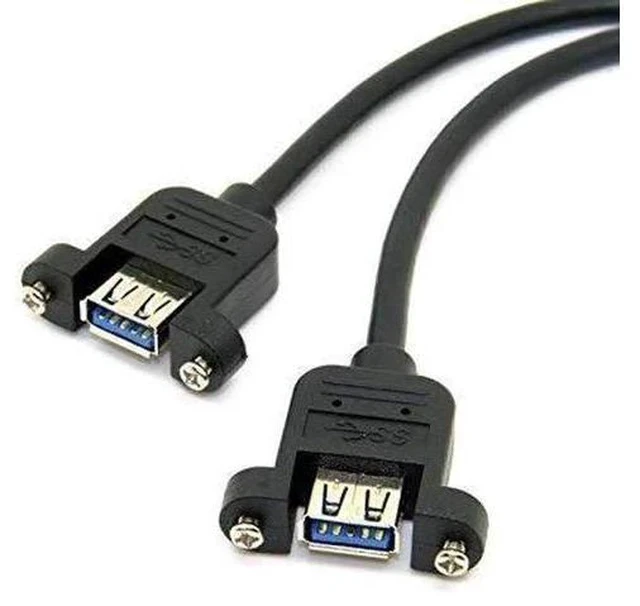 Alt view image 4 of 4 - USB 3.0 Dual A Female Screw Mount Cable, Dual Port to 20Pin Motherboard Header, Black