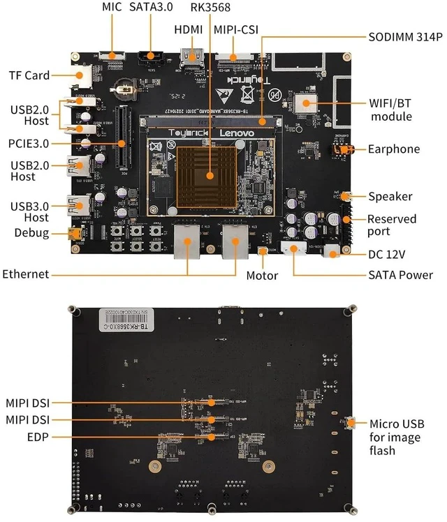 Alt view image 7 of 7 - TB-RK3568X Development Board with SATA 3.0 HDMI-2.0 EDV MIPI EDV Supports Android Linux Starter Kit for Industry, Business, Training