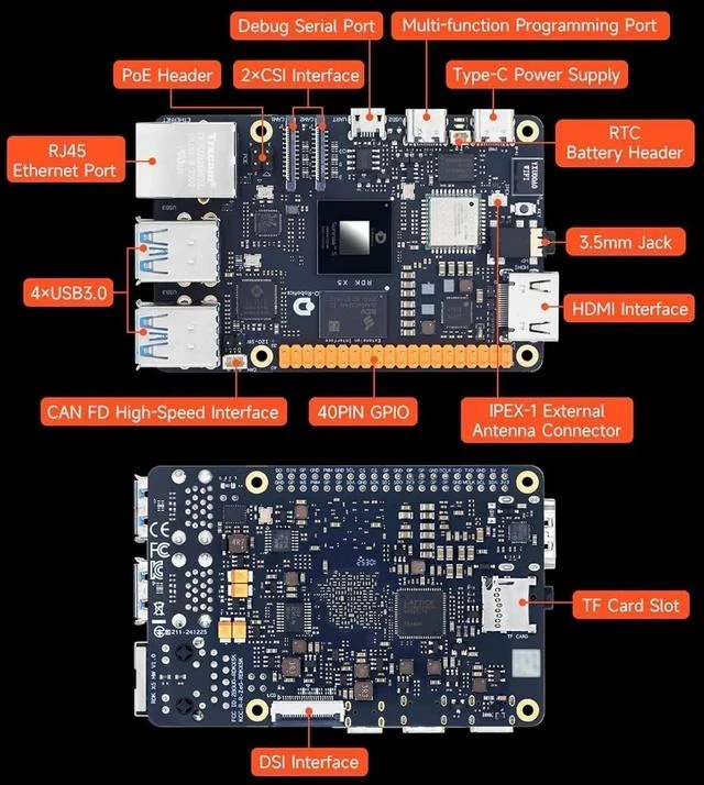 Alt view image 6 of 7 - D-Robotics RDK X5 Development Board - 10 Tops AI, 4GB/8GB RAM, Sunrise 5 Chip, Octa-core Cortex A55, MIPI DSI, HDMI, Wi-Fi 6, Bluetooth 5.4, Ready-to-Use (4GB RAM,Metal Case)