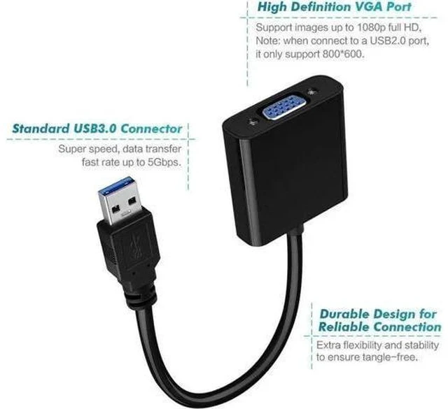 Alt view image 6 of 7 - USB 3.0 to VGA Adapter, 1080P@60Hz Multi-Monitor Display Converter, Plug & Play for Windows 7/8/8.1/10/11, No CD Driver Needed Black