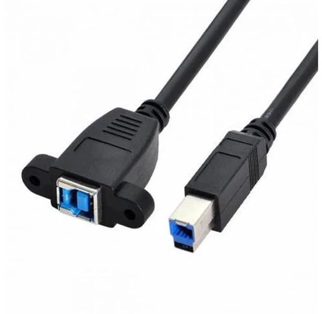 Alt view image 5 of 7 - 0.5m USB3.0 SuperSpeed Panel Mount Type-B Female to Type-B Male Extension Cable