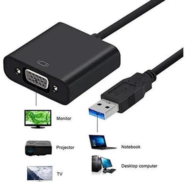 Alt view image 2 of 7 - USB 3.0 to VGA External Video Adapter, 1080P Multi-Monitor Display Graphic Converter Compatible with Windows 7/8/8.1/10/XP PC Laptop Projector