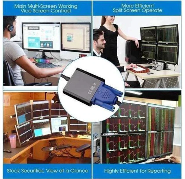 Alt view image 4 of 7 - USB 3.0 to VGA External Video Adapter, 1080P Multi-Monitor Display Graphic Converter Compatible with Windows 7/8/8.1/10/XP PC Laptop Projector