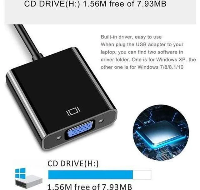 Alt view image 2 of 7 - USB 3.0 to VGA Adapter, Multi-Display Video Converter for PC, Laptop, Monitor, Projector & HDTV