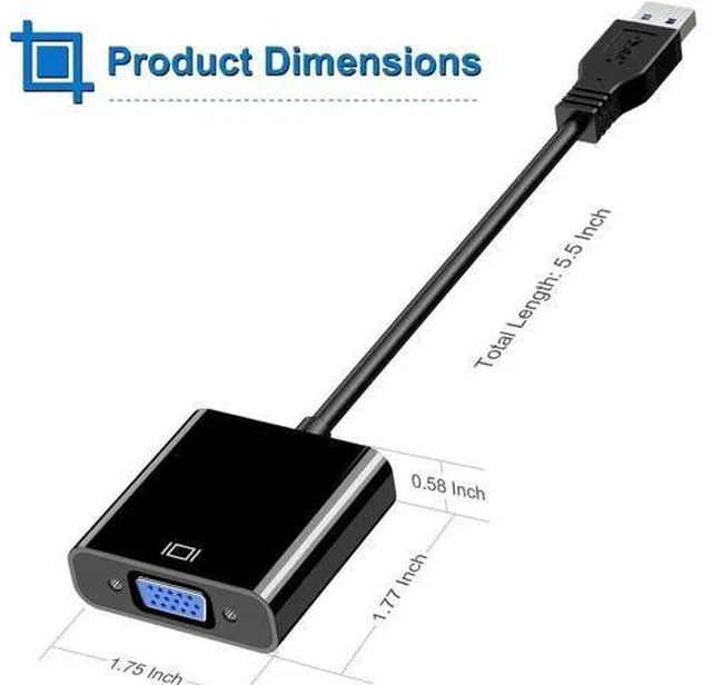 Alt view image 3 of 7 - USB 3.0 to VGA Adapter, Multi-Display Video Converter for PC, Laptop, Monitor, Projector & HDTV
