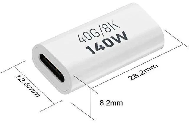 Alt view image 3 of 6 - 2 Pack White USB C Female to Female Coupler Adapter, 40Gbps Data 140W PD Charging 8K@60Hz Video Type-C Extender Connector Compatible with Thunderbolt 3/4, MacBook Pro/Air, Laptops, Phones & All USB-C