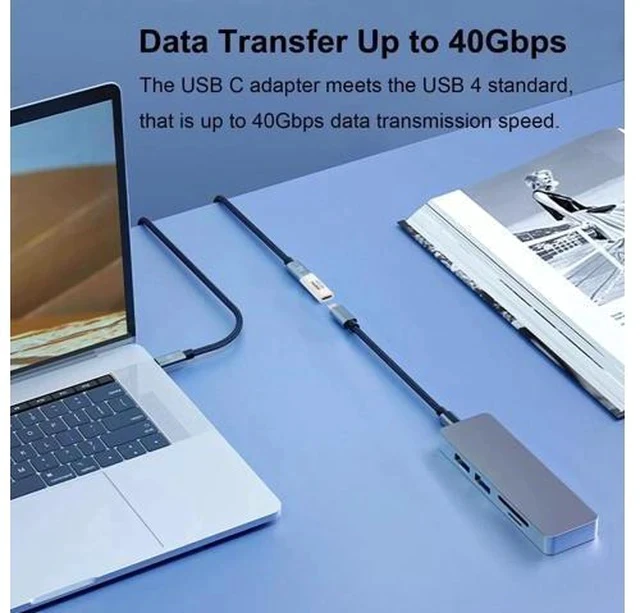 Alt view image 4 of 6 - 2 Pack White USB C Female to Female Coupler Adapter, 40Gbps Data 140W PD Charging 8K@60Hz Video Type-C Extender Connector Compatible with Thunderbolt 3/4, MacBook Pro/Air, Laptops, Phones & All USB-C