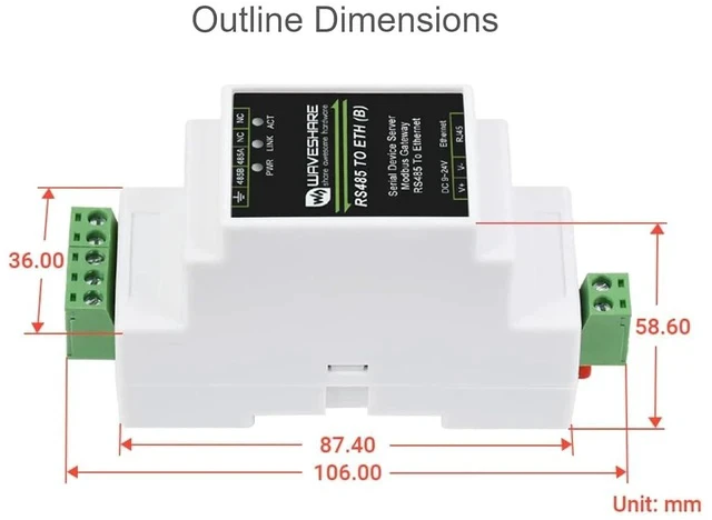 Alt view image 7 of 7 - RJ45 To RS485 Ethernet Module, Bi-Directional Transparent Transmission, Modbus Gateway Support, Multi Communication Modes