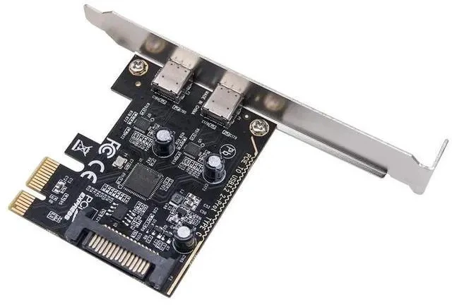 Alt view image 4 of 7 - PCIe to Dual Type-C USB 3.2 Expansion Card High-Speed Desktop Adapter, 2 x USB-C Ports, PCI-E to USB 3.2 Gen2 Converter, with Power Supply Support