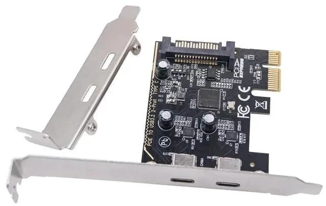 Alt view image 7 of 7 - PCIe to Dual Type-C USB 3.2 Expansion Card High-Speed Desktop Adapter, 2 x USB-C Ports, PCI-E to USB 3.2 Gen2 Converter, with Power Supply Support