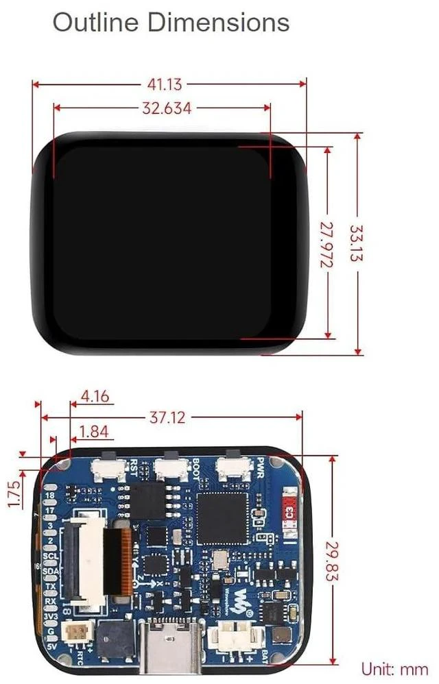 Alt view image 5 of 7 - ESP32-S3 Development Board with Onboard 1.69inch Touch LCD Display, 240280 Pixels, 262K Color Micro LCD Display, ESP32-S3, Accelerometer and Gyroscope Sensor
