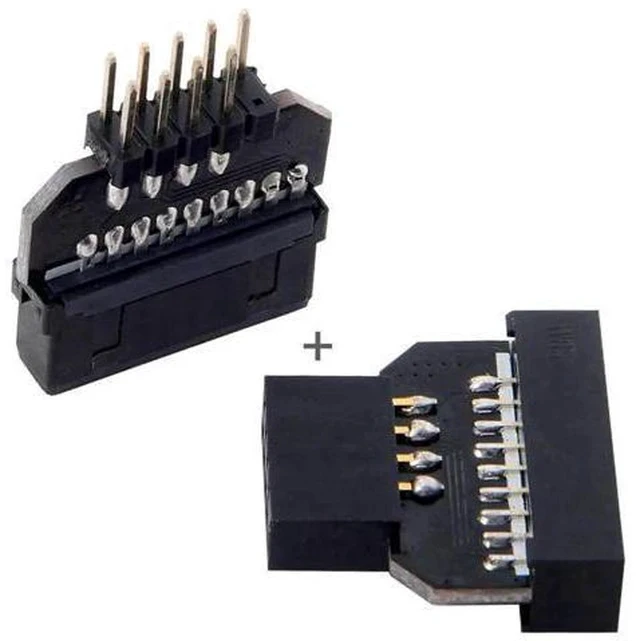 Alt view image 4 of 5 - 2 Pack USB 2.0 9/10Pin Front Panel Header to USB3.0 19/20Pin Motherboard Header Gender Changer Adapter, Internal PC Header Converter Connector