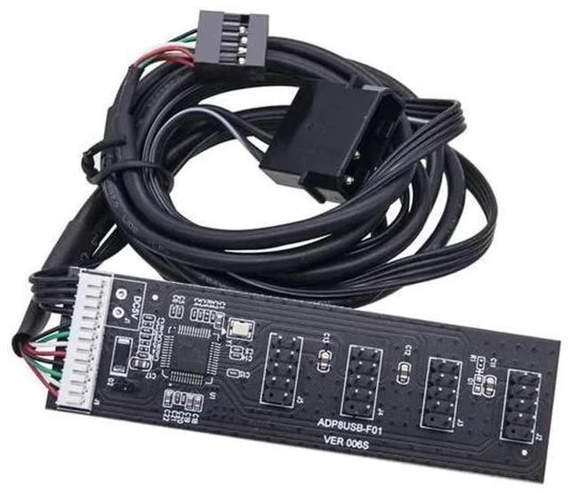Main image of USB 2.0 9/10Pin Header 1 to 4 Splitter Cable with IDE 5V Power Connector, Internal Port Multiplier Hub for PC
