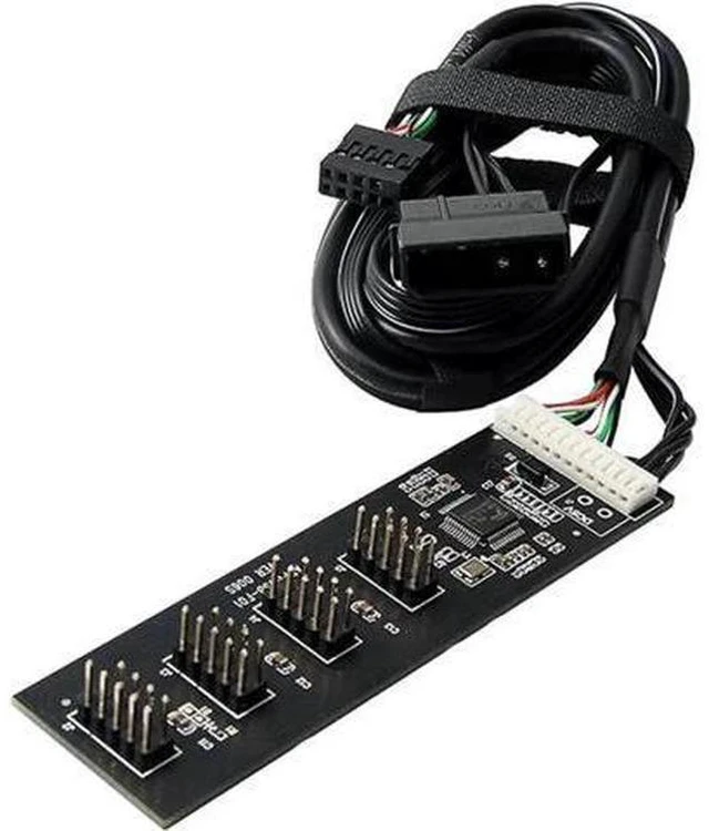 Main image of 1.64FT USB 2.0 9Pin Header 1 to 4 Port Splitter, 4-Port Motherboard Hub Adapter with Molex Power