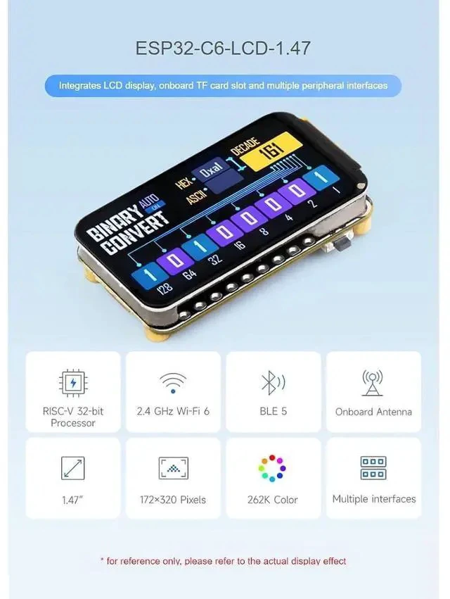 Alt view image 2 of 7 - 2 Pack ESP32-C6 1.47inch Display Development Board 172×320 Resolution 262K Color LCD, 32-bit RISC-V Processor,Supports Wi-Fi 6(802.11 b/g/n) and Bluetooth 5 (LE)