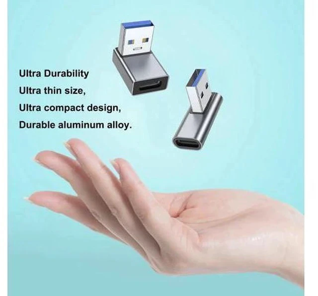 Alt view image 3 of 6 - 4 Pack 90 Degree USB A Male to USB C Female Adapter, Up/Down/Left/Right Angled USB-C Extender Converter Grey for Laptop, PC, USB Charger, Power Bank & More