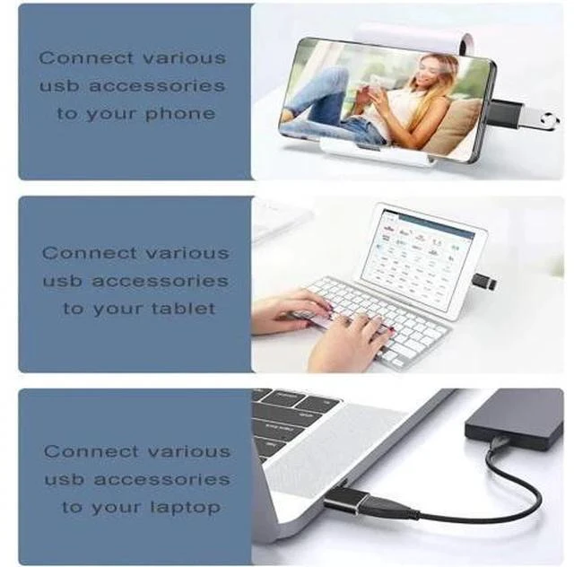 Alt view image 4 of 6 - 4 Pack USB 3.0 USB-A Female to USB-C Male Adapter, Fast Charging & High Speed Data Converter Compatible with MacBook Pro, PC, iMac, iPad Air & All USB-C Devices
