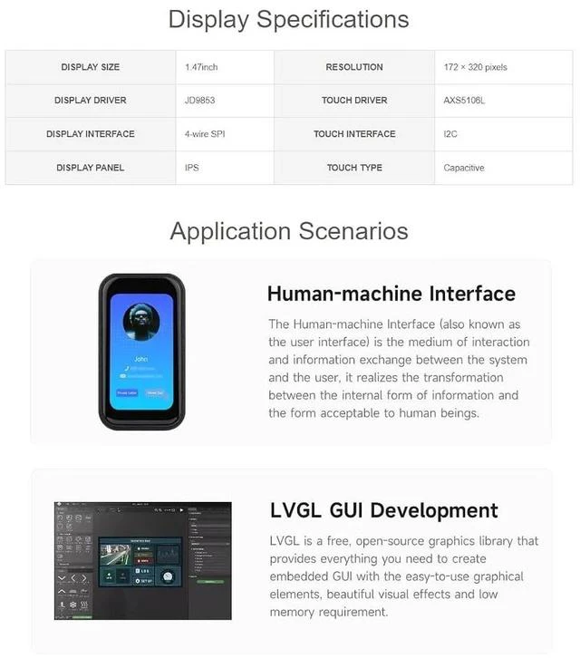 Alt view image 5 of 7 - ESP32-C6 1.47inch Capacitive Touch Display Development Board 172×320 Resolution 262K Color LCD,Supports Wi-Fi 6(802.11 b/g/n) and Bluetooth 5 (LE),160MHz RISC-V Processor