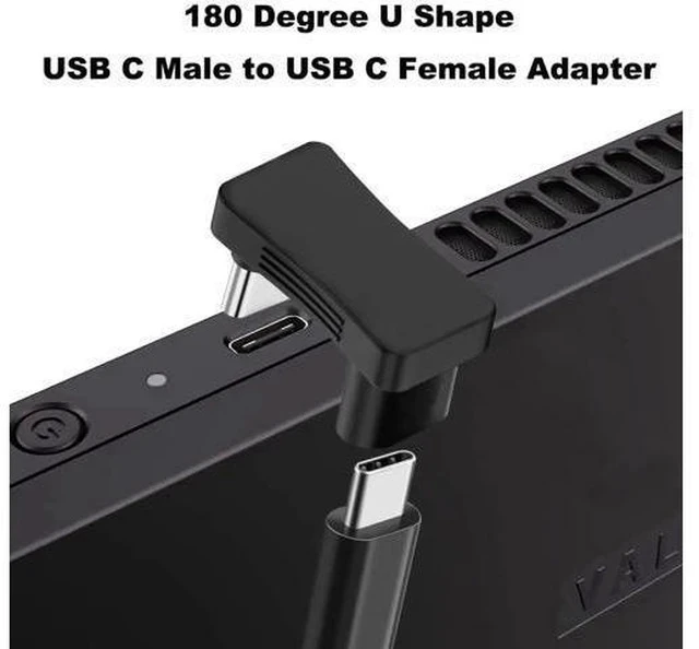 Alt view image 2 of 6 - 2 Pack 180 Degree U-Shaped USB C Male to Female Adapter, 10Gbps 100W PD Type-C Elbow Connector Compatible with Steam Deck, Switch, Laptop, Tablet, All USB-C Phones