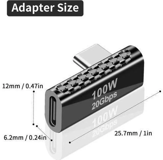 Alt view image 7 of 7 - 20Gbps USB C Right Angle Adapter 90 Degree USB-C Male to Female Converter, PD 100W Fast Charging Type C Elbow Connector Compatible with MacBook Pro, iPad Pro, Tablets & Phones, 1 Pack