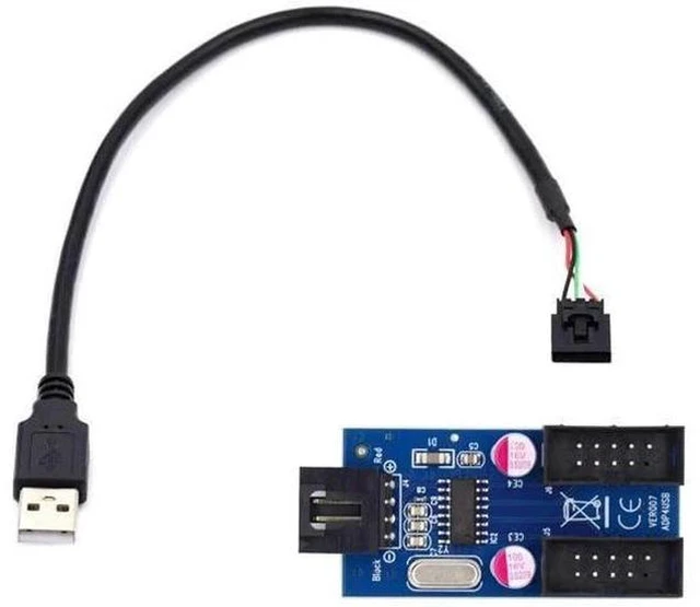 Main image of USB2.0 10Pin Motherboard Header Splitter Cable, 1-to-2 Type-A Female Port Multiplier Adapter