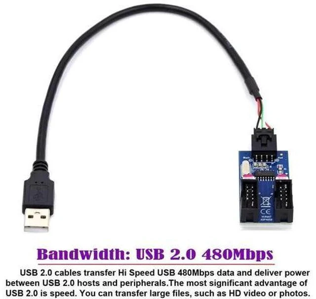 Alt view image 4 of 7 - USB2.0 10Pin Motherboard Header Splitter Cable, 1-to-2 Type-A Female Port Multiplier Adapter