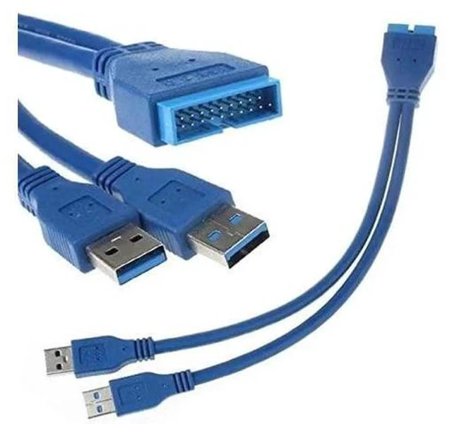Alt view image 3 of 3 - Dual USB3.0 Type-A Male to 20Pin Mainboard Header Male Extension Cable | 5Gbps High Speed Internal Adapter Cord