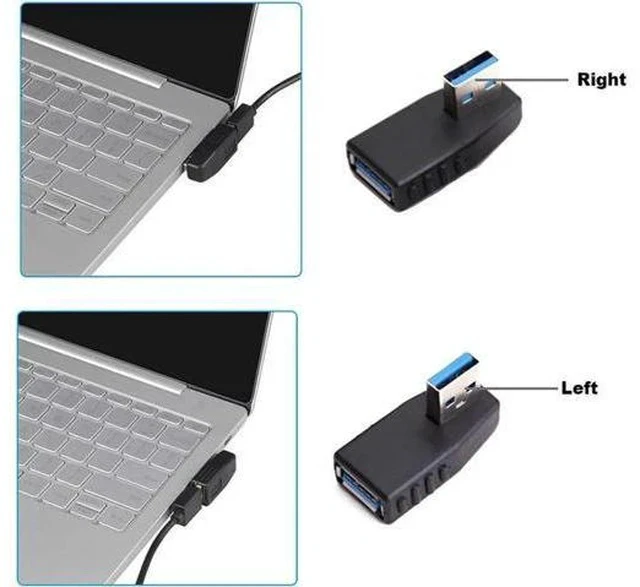 Alt view image 4 of 6 - 4 Pack 90 Degree USB 3.0 Male to Female Coupler, Multi-Angle Gender Changer Extender (Left/Right/Up/Down)