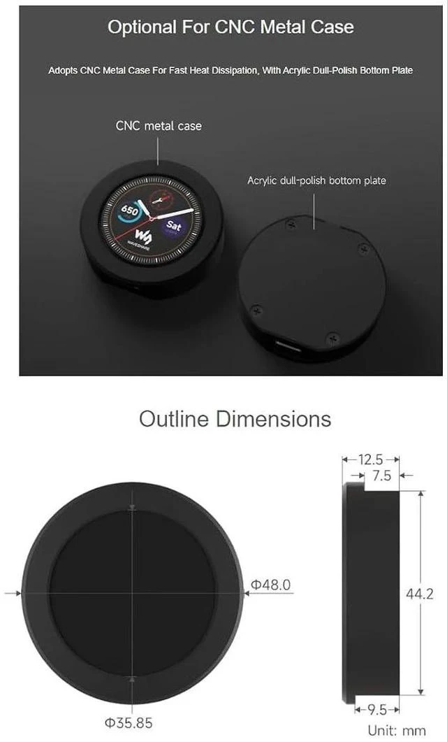 Alt view image 5 of 6 - RP2350 MCU Board with 1.28inch Round Touch LCD with Metal Case,240×240 Pixels 65K Color IPS Display,6-axis SensorDual-core & Dual-Architecture Design