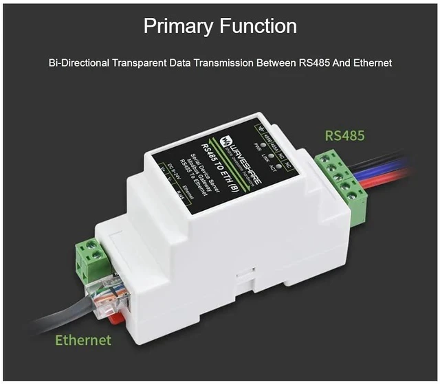 Alt view image 2 of 7 - RJ45 To RS485 Ethernet Module, Bi-Directional Transparent Transmission, Modbus Gateway Support, Multi Communication Modes