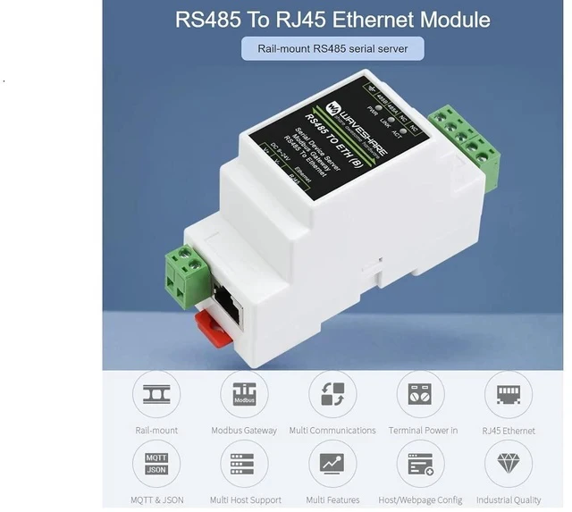 Alt view image 3 of 7 - RJ45 To RS485 Ethernet Module, Bi-Directional Transparent Transmission, Modbus Gateway Support, Multi Communication Modes