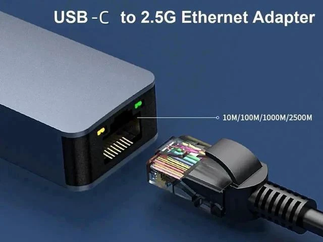Alt view image 6 of 6 - USB C to 2.5G Ethernet Adapter, USB 3.0 Type C to 2.5G RJ45 LAN Network Converter, 2.5Gbps High Speed, Compatible with Mac OS, Windows, Linux, Backward Compatible with 2500/1000/100Mbps