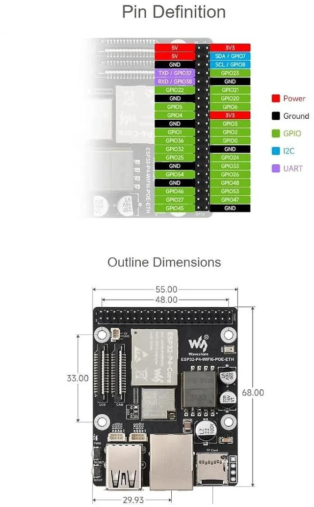 Alt view image 6 of 7 - ESP32-P4-WIFI6-POE-ETH Development Board Based On ESP32-P4 and ESP32-C6 Supports Wi-Fi 6 and Bluetooth 5 (LE),Supports PoE Power Supply,Supports AI Speech Interaction