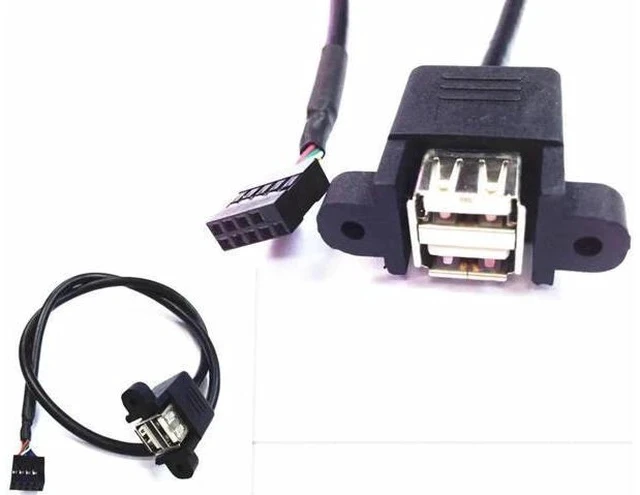 Alt view image 2 of 3 - 50cm Dual USB 2.0 A Female Panel Mount Cable to 10 Pin 0.1" Pitch Motherboard Header