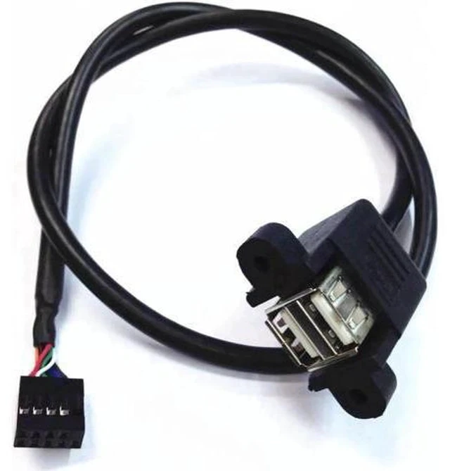 Alt view image 3 of 3 - 50cm Dual USB 2.0 A Female Panel Mount Cable to 10 Pin 0.1" Pitch Motherboard Header