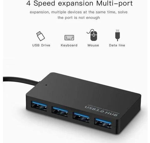 Alt view image 4 of 6 - 4-Port USB 3.0 Hub Splitter, 5Gbps Super Speed USB Extension Adapter for Laptops, Desktops PC, Portable Computer Accessory