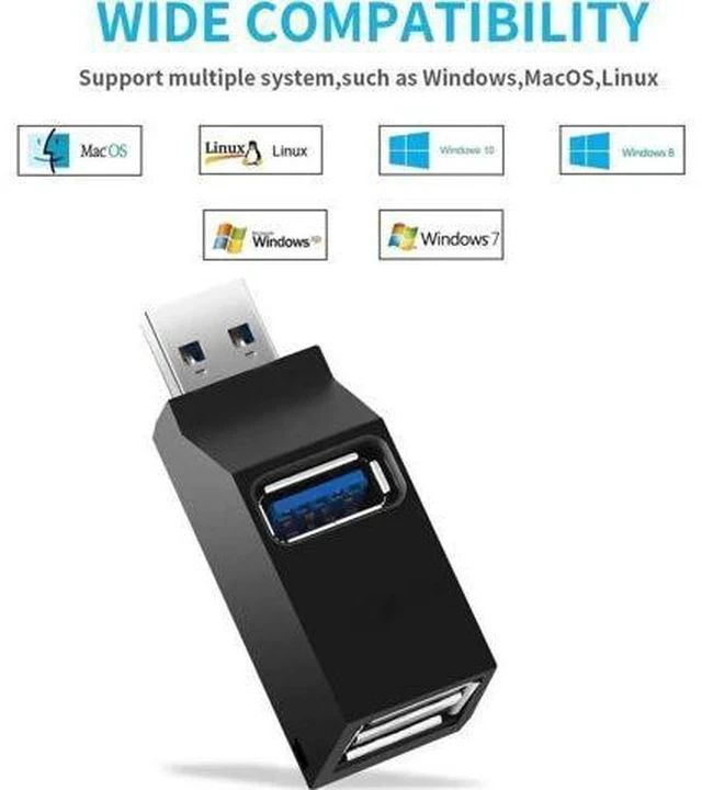 Alt view image 4 of 7 - 3-Port USB 3.0 Mini OTG Hub, Portable Multi-Port USB Splitter Charging Extender Adapter for MacBook, Laptops & Desktop PCs