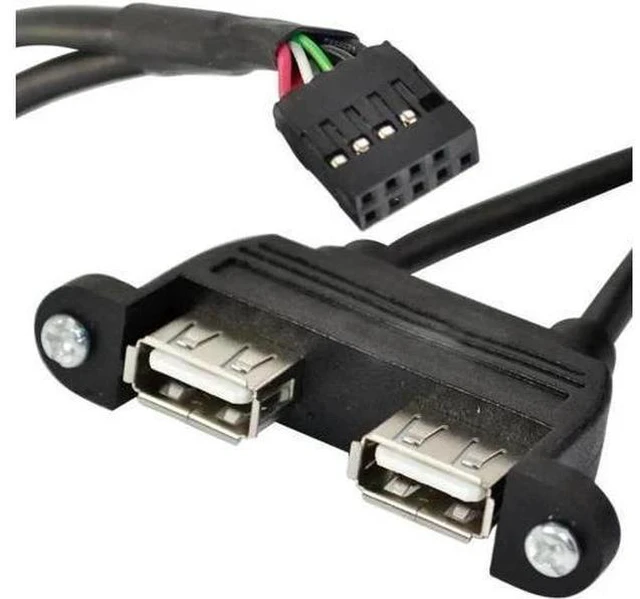 Main image of 50cm Dual USB 2.0 A Female Panel Mount Cable to 10-Pin Motherboard Internal Header