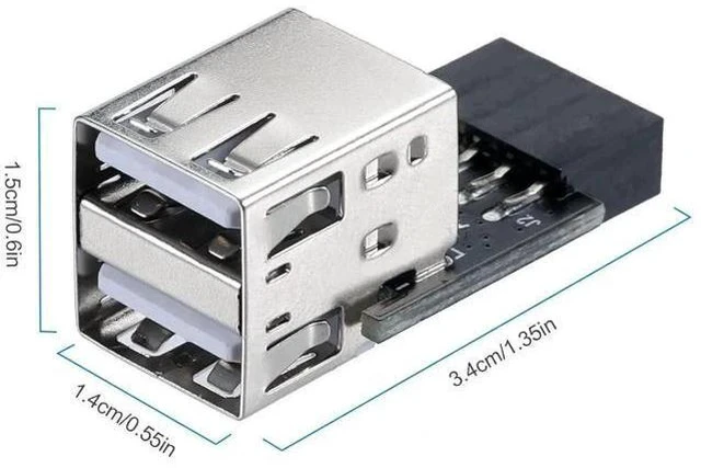 Alt view image 5 of 7 - 9Pin USB 2.0 Header 1 to 2 Port Dual Layer Splitter Adapter for PC Motherboard