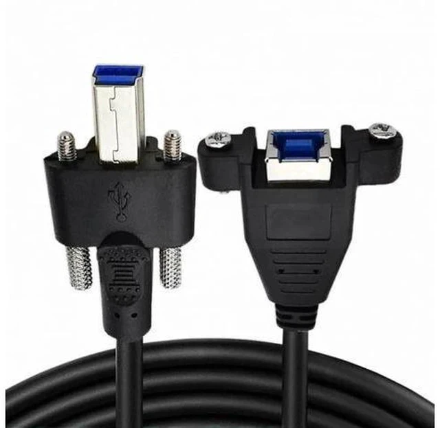 Alt view image 6 of 7 - 0.5m USB3.0 Type-B Male to Female Extension Cable, Dual Thumbscrew Lockable Panel Mount Cord