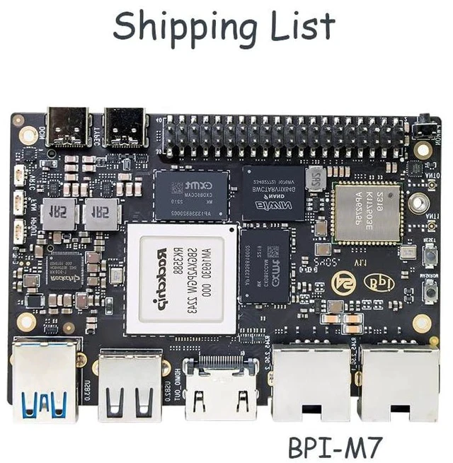 Alt view image 2 of 5 - Banana Pi BPI-M7 Pico-ITX Motherboard RK3588 SBC: 6 Tops NPU AI Accelerator, 8K Video, Dual 2.5G Ethernet, WiFi 6, BT5.2 - Android Linux Support - Ideal for Tinkerers (8+64GB)