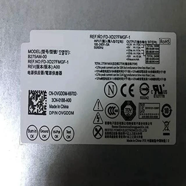 Alt view image 6 of 6 - PSU for 390 790 990 3010 9010 7010 275W Power Supply L275EM-00 084J9Y B275AM-00 AC275AM-00 H275AM-00
