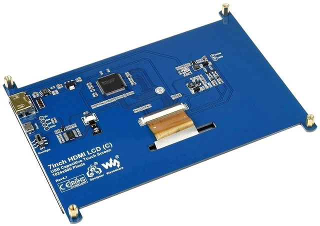 Alt view image 3 of 7 - 7 inch Capacitive Touch Screen IPS Display HDMI LCD Module 1024x600 Touchscreen for Raspberry Pi 4/3/2/1 Model B/B+/A+/BeagleBone Black/Banana Pi, Windows 10/8.1/8/7
