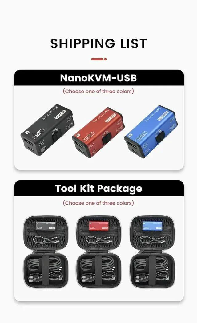 Alt view image 3 of 7 - Sipeed NanoKVM-USB, 4K KVM, Finger-Sized, for Servers/SBCs, Convenient Operation and Maintenance/Tools for Multi-Device Collaboration, USB-KVM (Blue,Tool Kit Package)